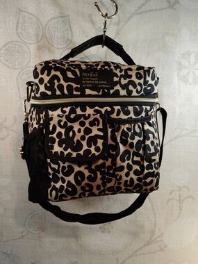 Fit + Fresh Leopard Print Insulated Lunch Tote- Black & Cream